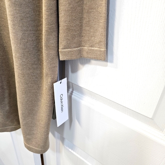 New Calvin Klein Long Sweater Dress w CK Bling Logo Tan/Gold Size SMALL - Picture 4 of 11